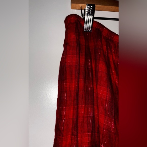 Victoria Secret Metallic Red Plaid Flannel PJ 2PC Pajama Set Women‎ L Lounging - Picture 12 of 15